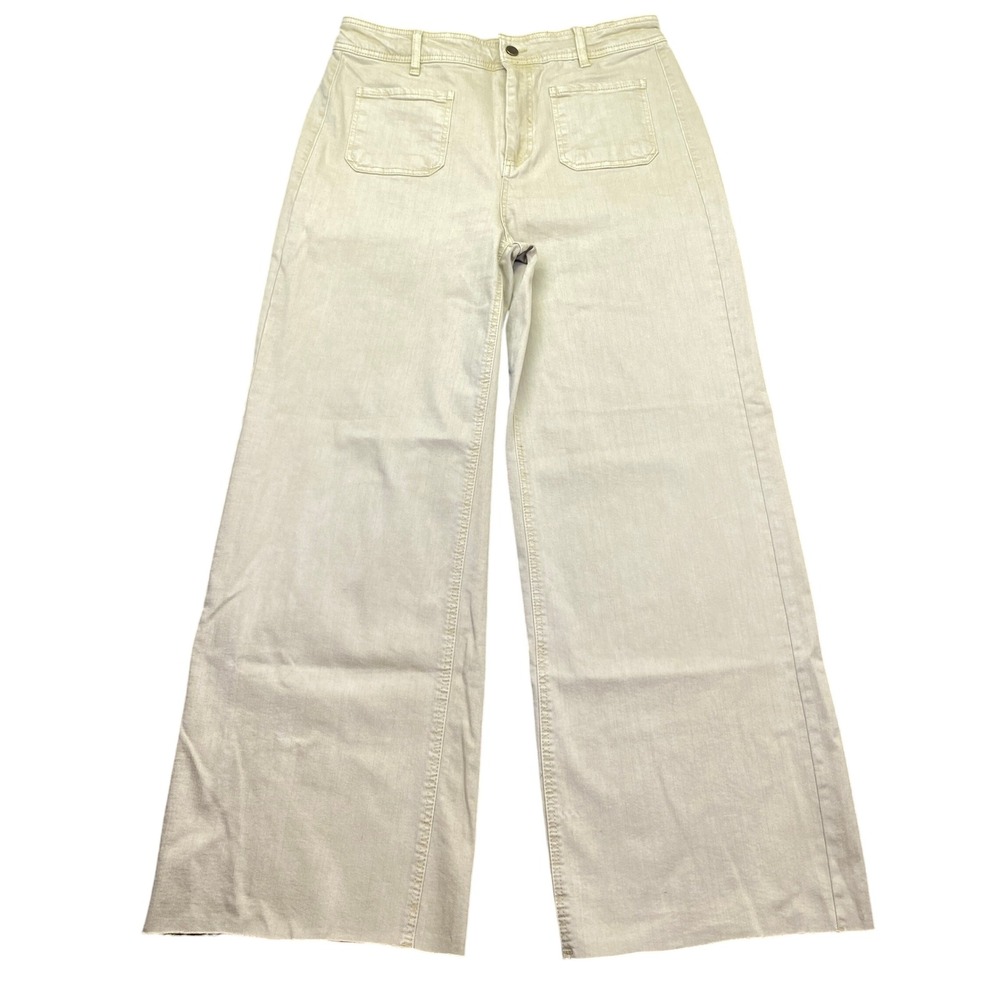 OAT New York Tan Wide Leg Patch Pocket Raw Hem Pants Size 12/31 Khaki Utility